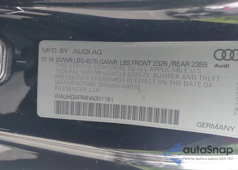 2017 Audi A5 2.0T Sport from USA, damaged, VIN WAUHGAFR4HA001181